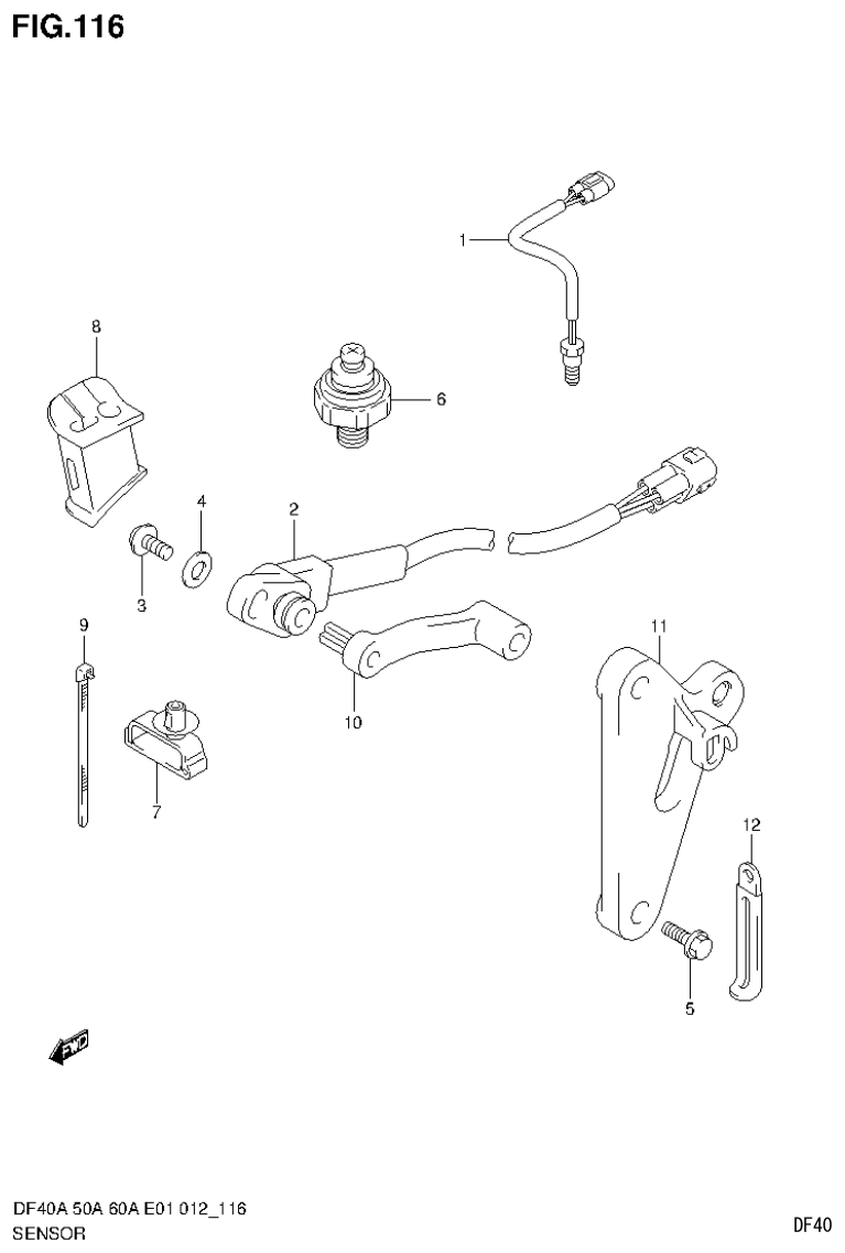 Suzuki DF40AST, DF50A, DF50ATH SENSOR (DF50ATH E1) parts diagram